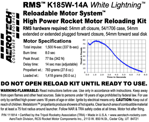 AeroTech K185W-14A RMS-54/1706 Reload Kit (1 Pack) - 111814